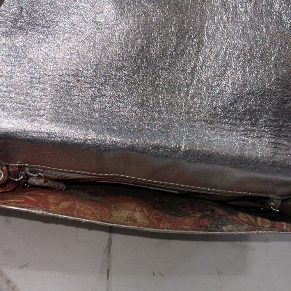 Carlos Falchi Clutch Metallic Leather Crossbody Envelope Chain Strap Purse Bag - Picture 14 of 16